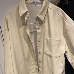 WeWoreWhat Ivory Vegan Leather Shacket